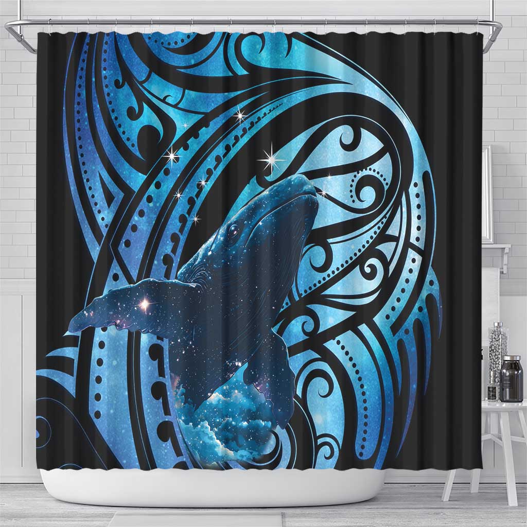 New Zealand Matariki Shower Curtain Maori Humpback Whale Galaxy LT22 - Polynesian Pride