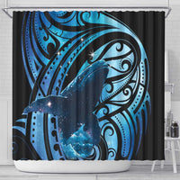New Zealand Matariki Shower Curtain Maori Humpback Whale Galaxy LT22 - Polynesian Pride