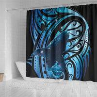 New Zealand Matariki Shower Curtain Maori Humpback Whale Galaxy LT22 - Polynesian Pride