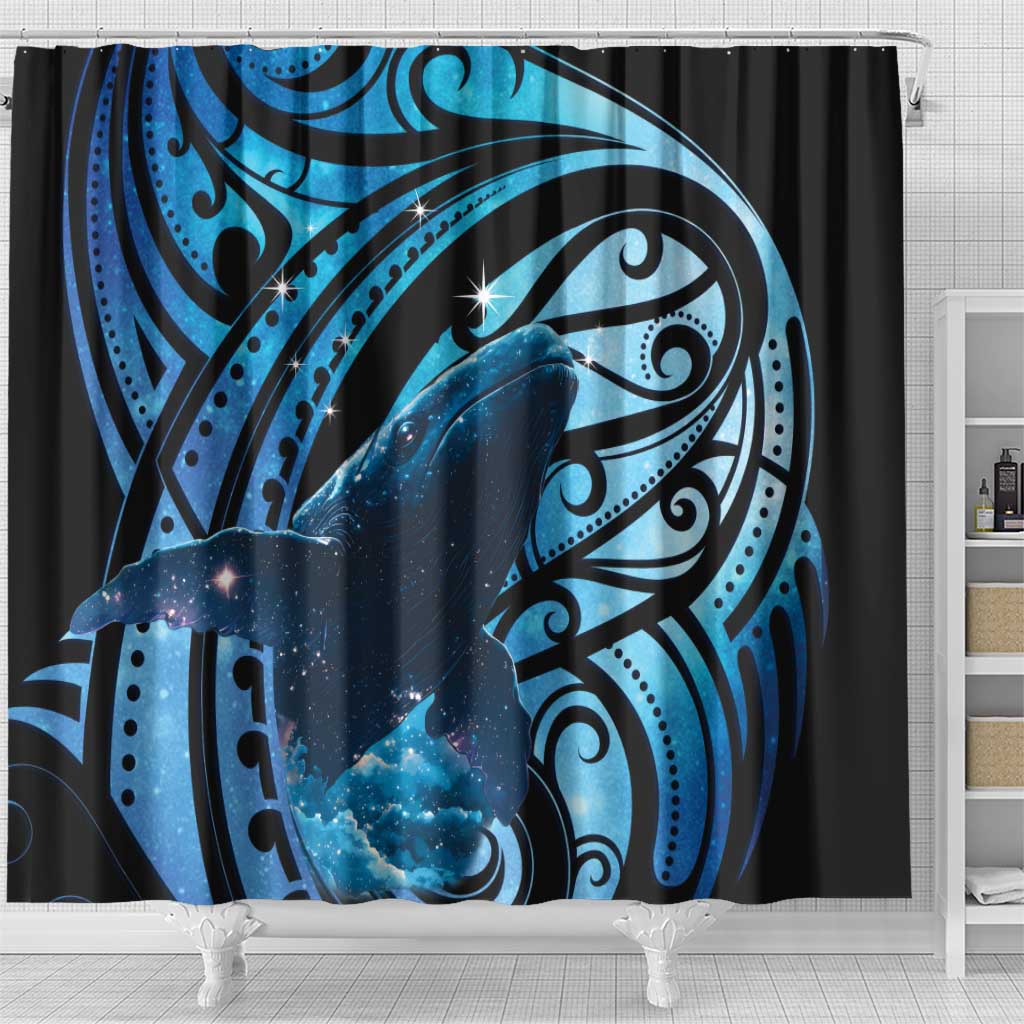 New Zealand Matariki Shower Curtain Maori Humpback Whale Galaxy LT22 - Polynesian Pride