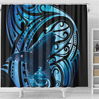 New Zealand Matariki Shower Curtain Maori Humpback Whale Galaxy LT22 - Polynesian Pride