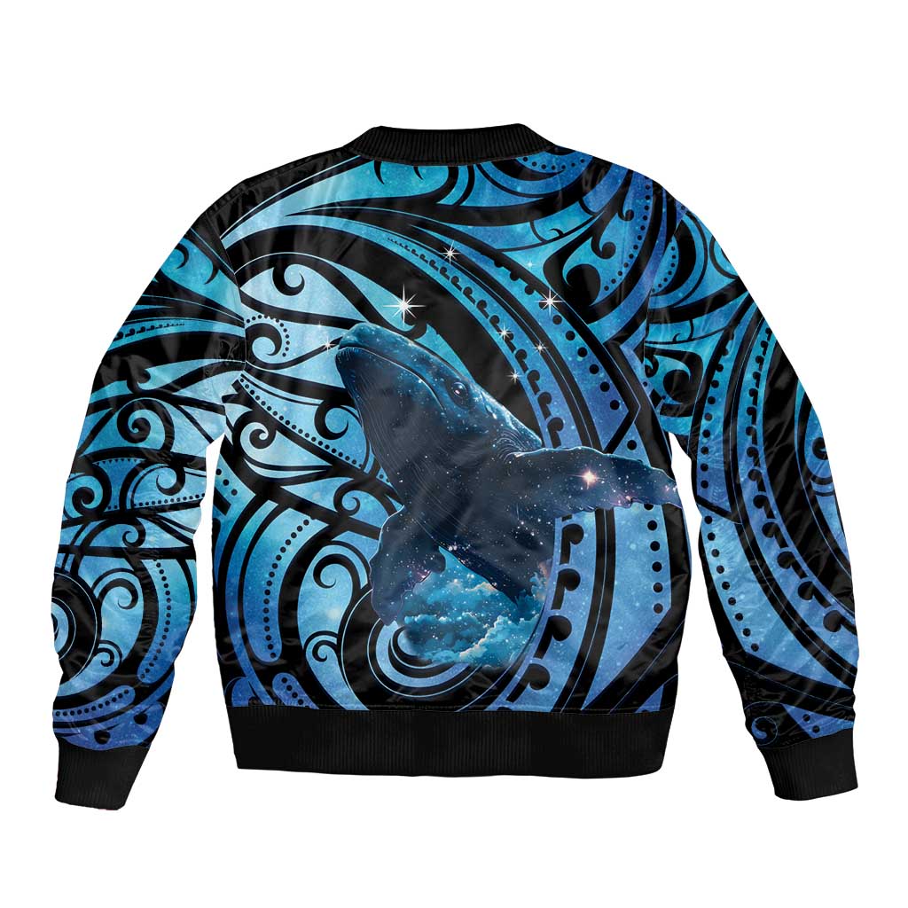 New Zealand Matariki Sleeve Zip Bomber Jacket Maori Humpback Whale Galaxy LT22 - Polynesian Pride