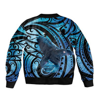 New Zealand Matariki Sleeve Zip Bomber Jacket Maori Humpback Whale Galaxy LT22 - Polynesian Pride
