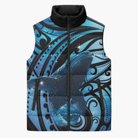 New Zealand Matariki Sleeveless Puffer Jacket Maori Humpback Whale Galaxy LT22 Unisex Blue - Polynesian Pride
