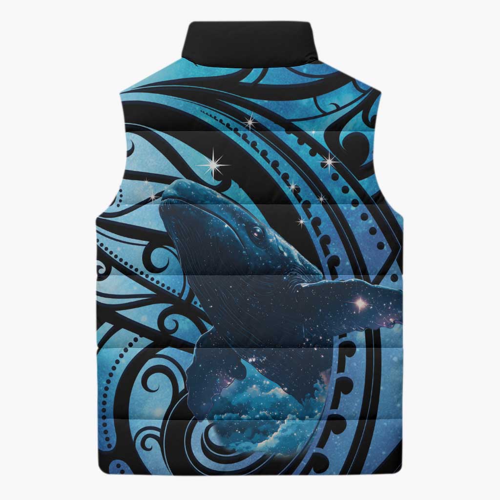 New Zealand Matariki Sleeveless Puffer Jacket Maori Humpback Whale Galaxy LT22 - Polynesian Pride