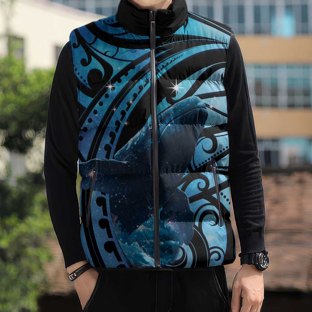 New Zealand Matariki Sleeveless Puffer Jacket Maori Humpback Whale Galaxy LT22 - Polynesian Pride
