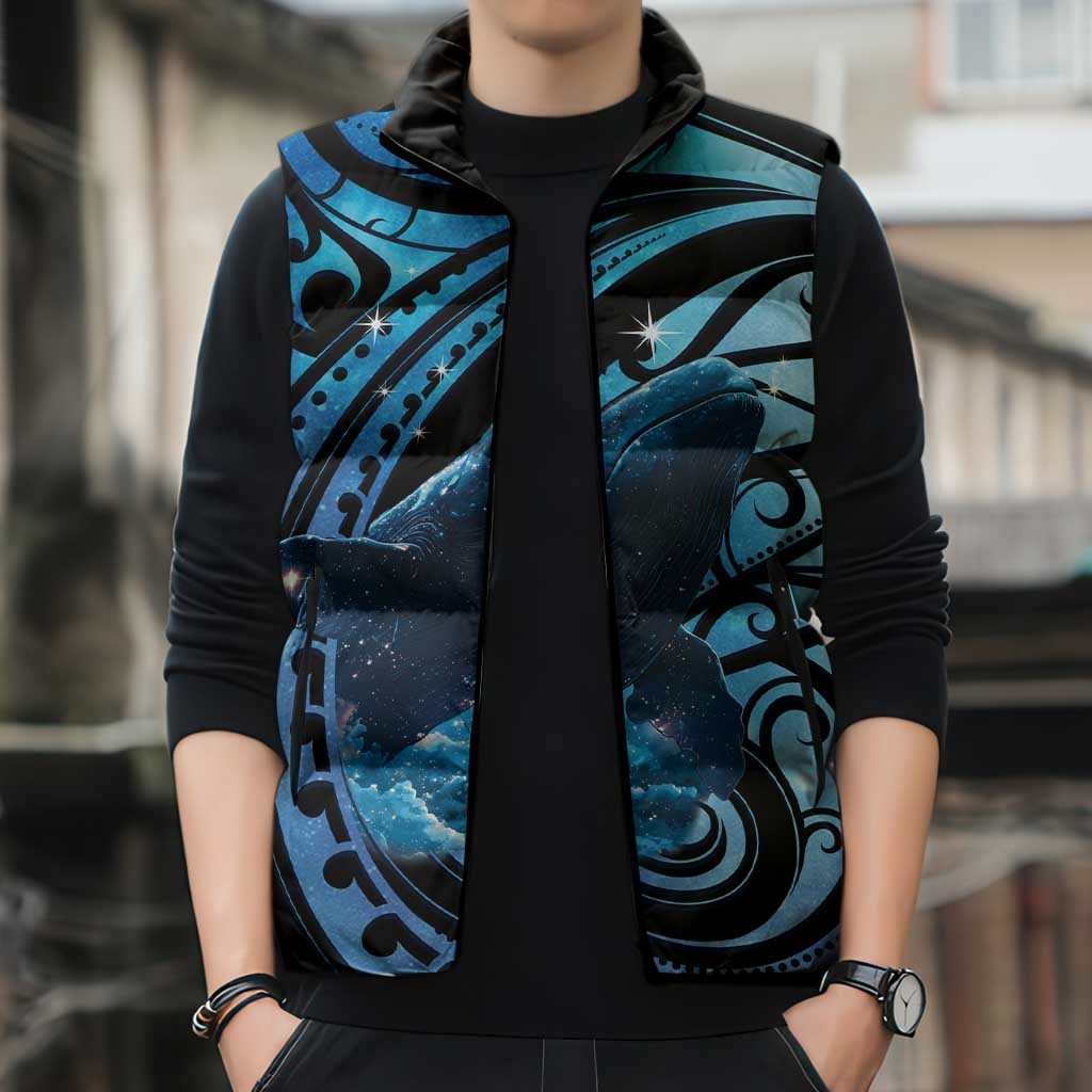New Zealand Matariki Sleeveless Puffer Jacket Maori Humpback Whale Galaxy LT22 - Polynesian Pride