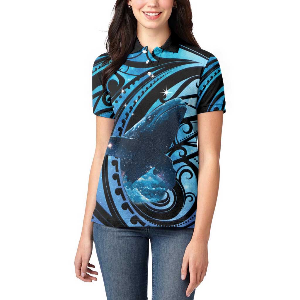 New Zealand Matariki Women Polo Shirt Maori Humpback Whale Galaxy
