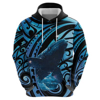 New Zealand Matariki Zip Hoodie Maori Humpback Whale Galaxy