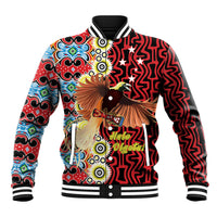 Personalised Papua New Guinea Pidgin Language Week Baseball Jacket Halo Olgeta Tok Pisin Wik Bird Of Paradise Oro Batik LT22 Unisex Red - Polynesian Pride