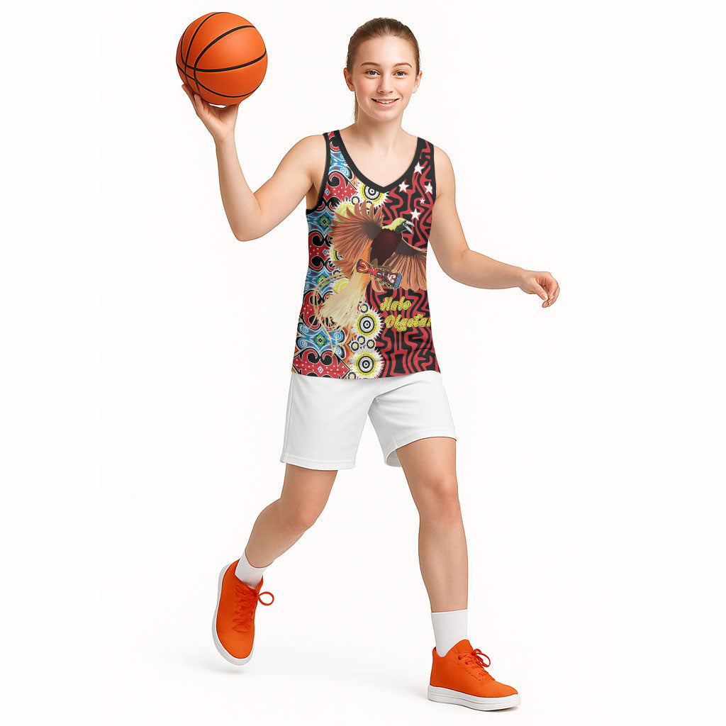 Personalised Papua New Guinea Pidgin Language Week Basketball Jersey Halo Olgeta Tok Pisin Wik Bird Of Paradise Oro Batik LT22 - Polynesian Pride