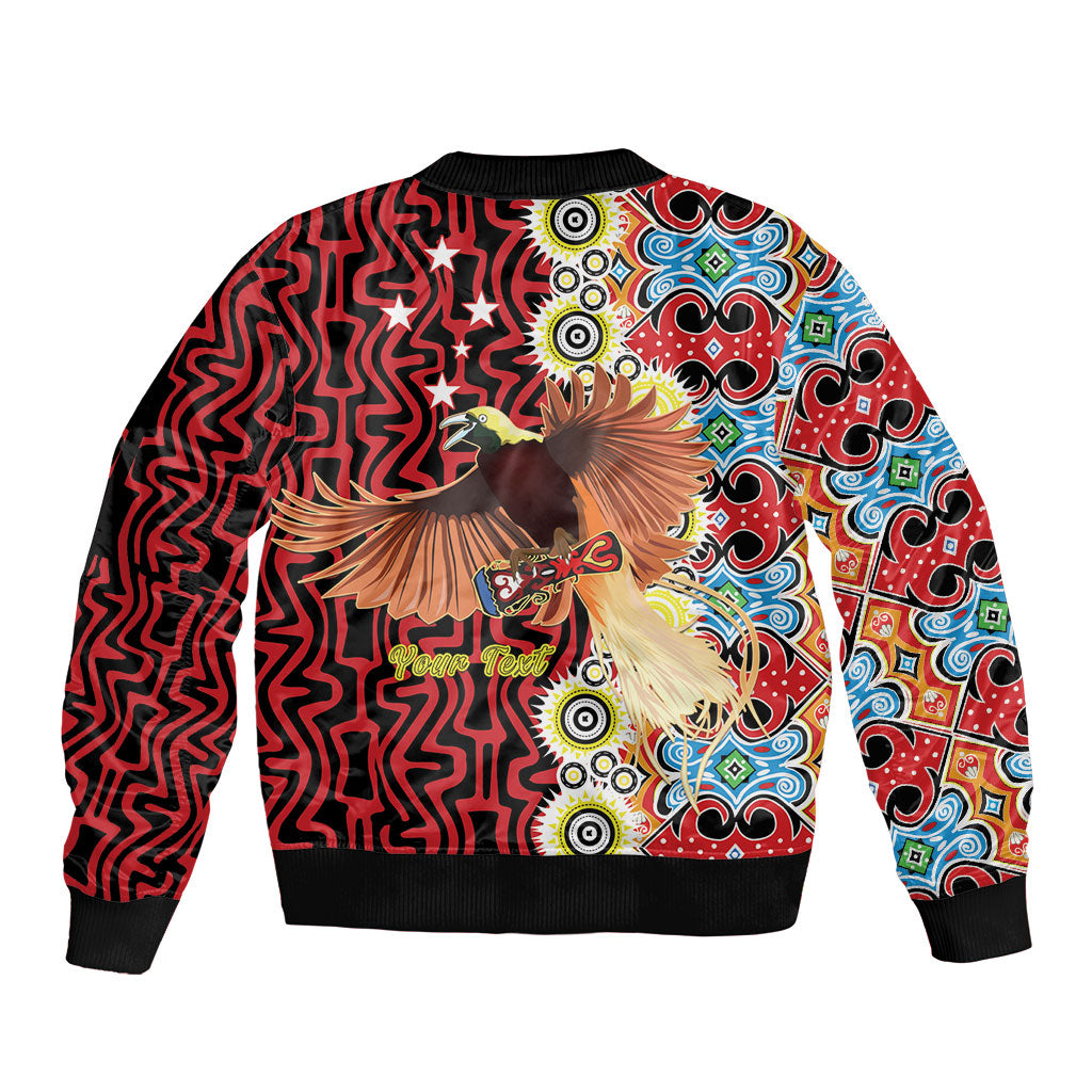 Personalised Papua New Guinea Pidgin Language Week Bomber Jacket Halo Olgeta Tok Pisin Wik Bird Of Paradise Oro Batik LT22 - Polynesian Pride
