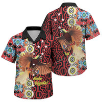 Personalised Papua New Guinea Pidgin Language Week Family Matching Mermaid Dress and Hawaiian Shirt Halo Olgeta Tok Pisin Wik Bird Of Paradise Oro Batik LT22 Son's Shirt Red - Polynesian Pride