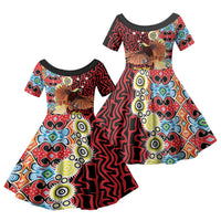 Personalised Papua New Guinea Pidgin Language Week Family Matching Off Shoulder Maxi Dress and Hawaiian Shirt Halo Olgeta Tok Pisin Wik Bird Of Paradise Oro Batik LT22 Daughter's Dress Red - Polynesian Pride