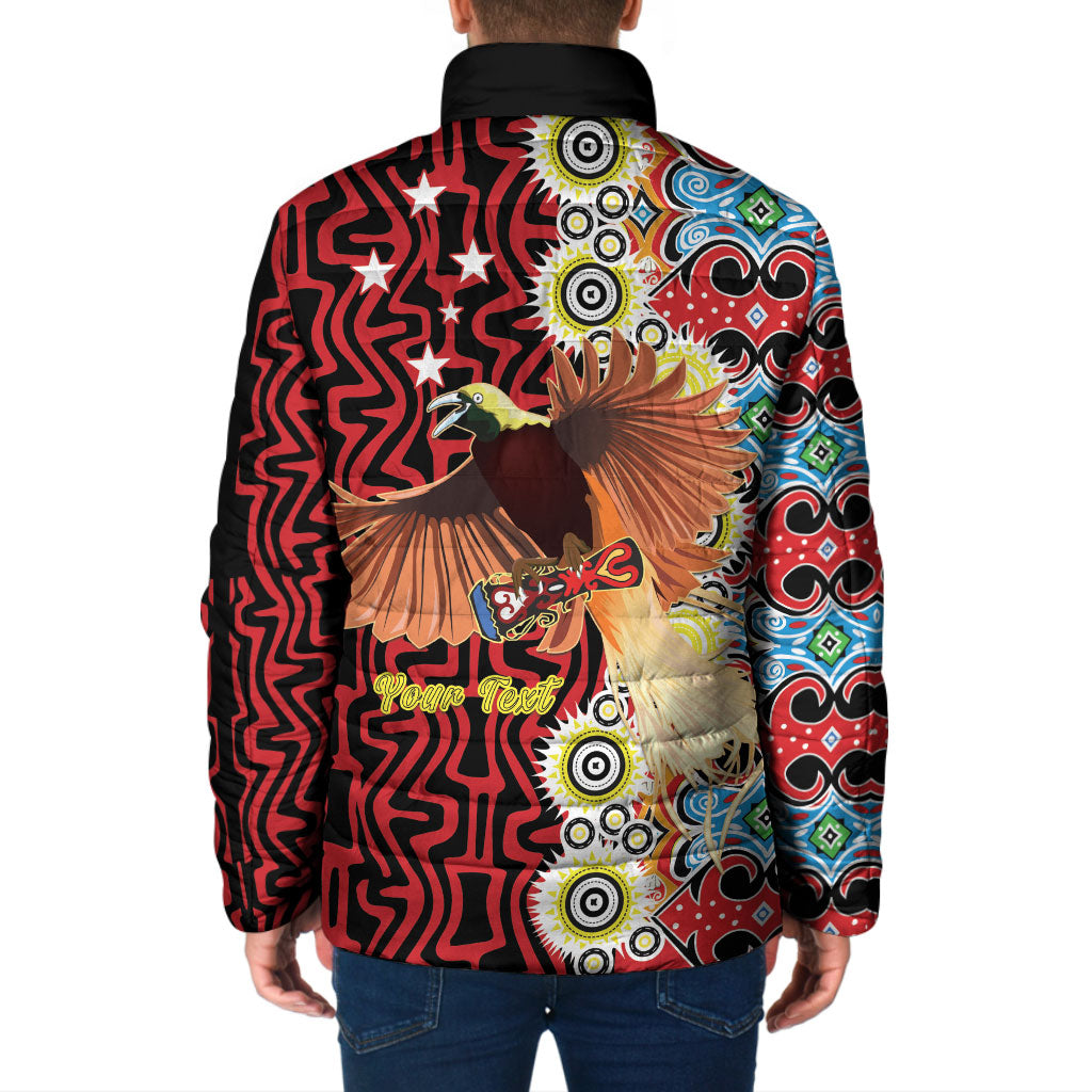 Personalised Papua New Guinea Pidgin Language Week Padded Jacket Halo Olgeta Tok Pisin Wik Bird Of Paradise Oro Batik LT22 - Polynesian Pride