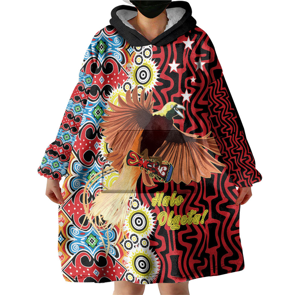 Personalised Papua New Guinea Pidgin Language Week Wearable Blanket Hoodie Halo Olgeta Tok Pisin Wik Bird Of Paradise Oro Batik LT22 - Polynesian Pride