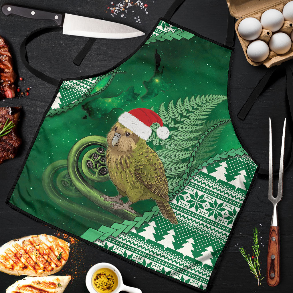 New Zealand Kakapo Christmas In July Apron Silver Fern Santa Xmas Green Color