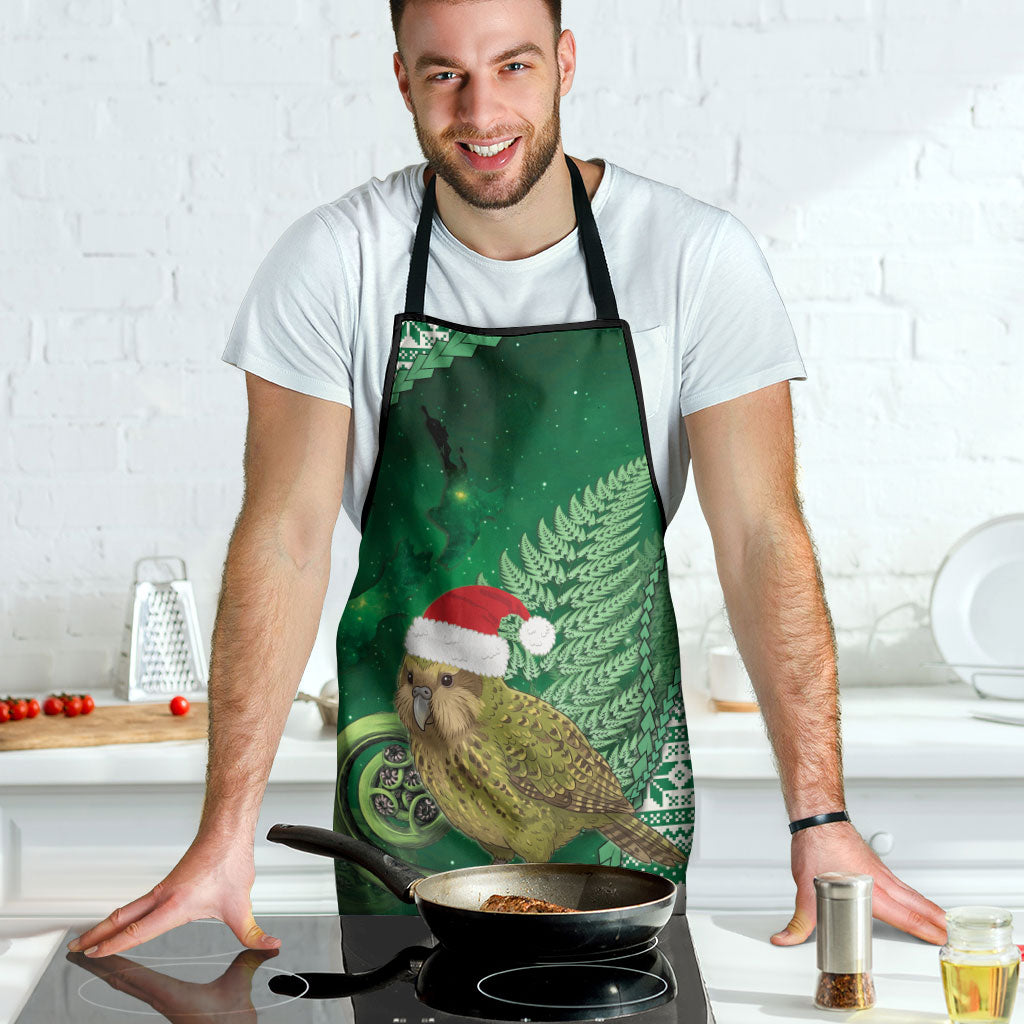 New Zealand Kakapo Christmas In July Apron Silver Fern Santa Xmas Green Color