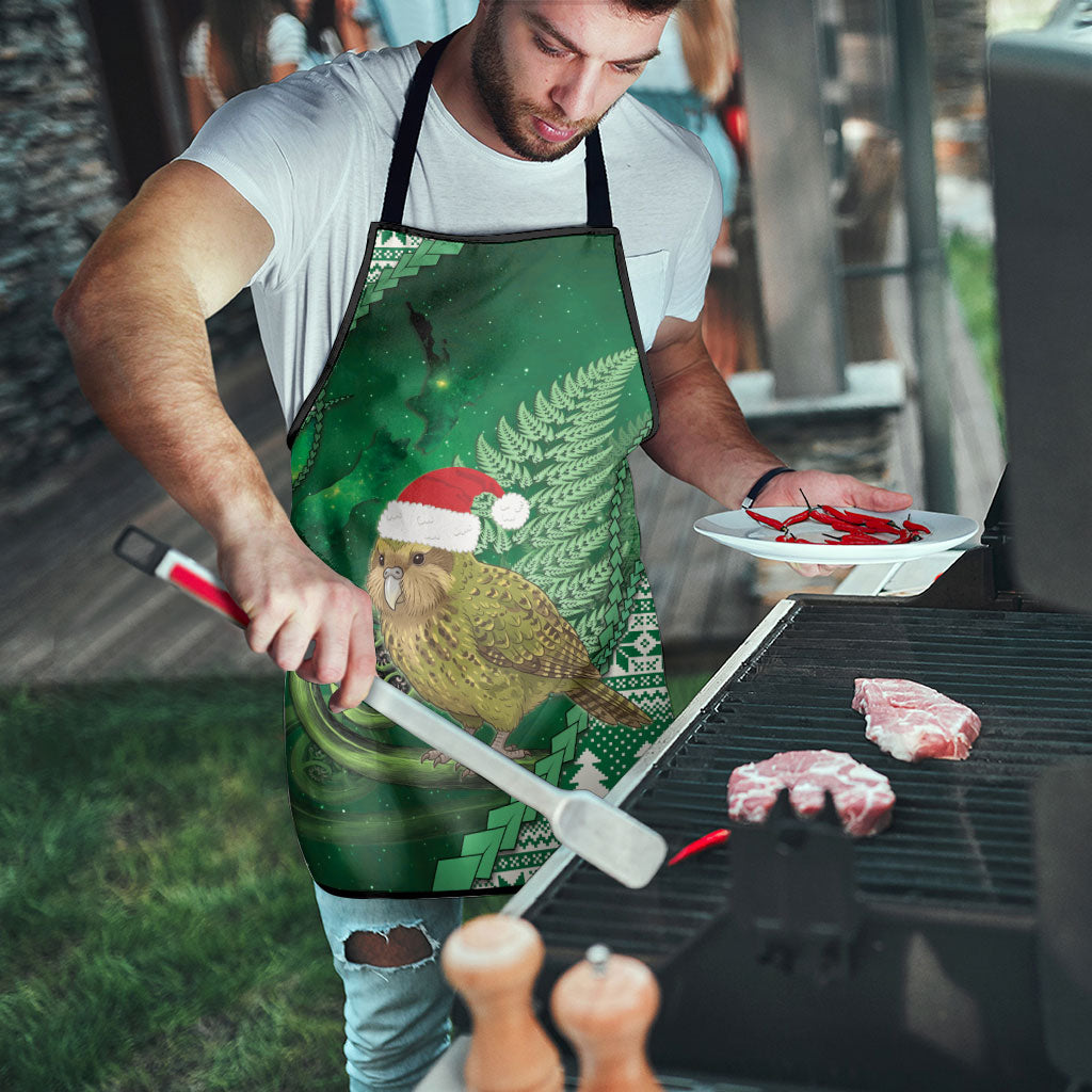 New Zealand Kakapo Christmas In July Apron Silver Fern Santa Xmas Green Color