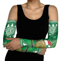 New Zealand Kakapo Christmas In July Arm Sleeves Silver Fern Santa Xmas Green Color