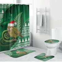 New Zealand Kakapo Christmas In July Bathroom Set Silver Fern Santa Xmas Green Color