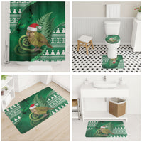 New Zealand Kakapo Christmas In July Bathroom Set Silver Fern Santa Xmas Green Color