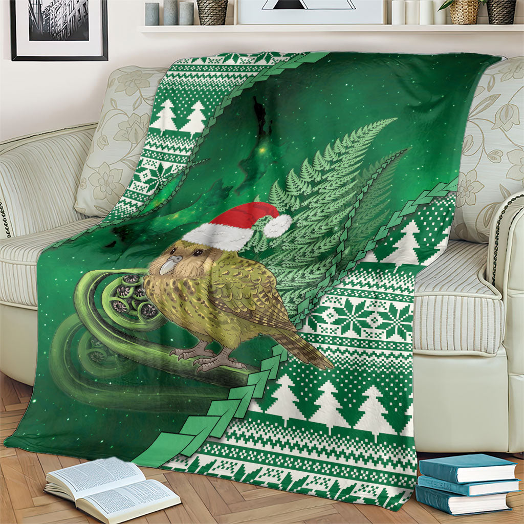 New Zealand Kakapo Christmas In July Blanket Silver Fern Santa Xmas Green Color