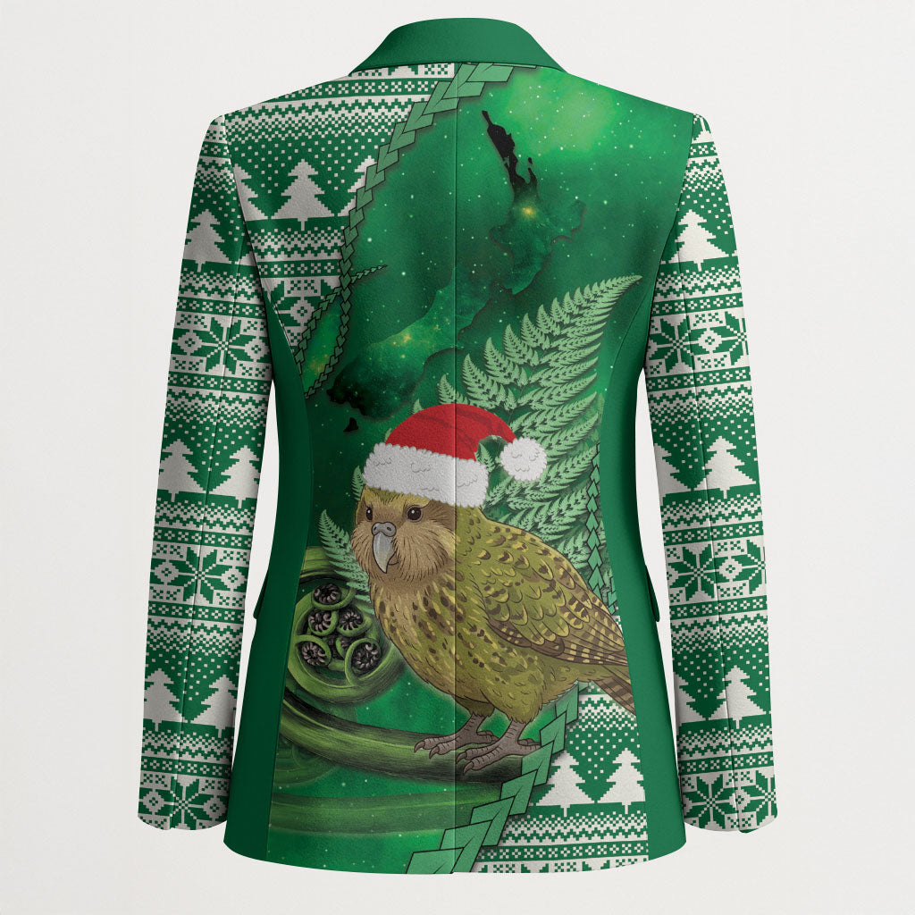 New Zealand Kakapo Christmas In July Blazer Silver Fern Santa Xmas Green Color