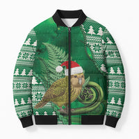 New Zealand Kakapo Christmas In July Bomber Puffer Jacket Silver Fern Santa Xmas Green Color