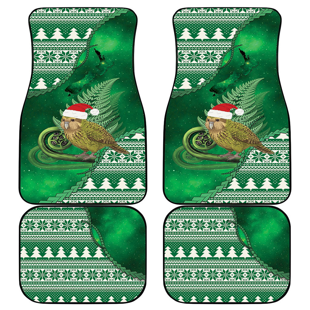 New Zealand Kakapo Christmas In July Car Mats Silver Fern Santa Xmas Green Color