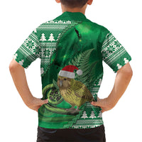 New Zealand Kakapo Christmas In July Family Matching Summer Maxi Dress and Hawaiian Shirt Silver Fern Santa Xmas Green Color