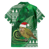 New Zealand Kakapo Christmas In July Family Matching Tank Maxi Dress and Hawaiian Shirt Silver Fern Santa Xmas Green Color