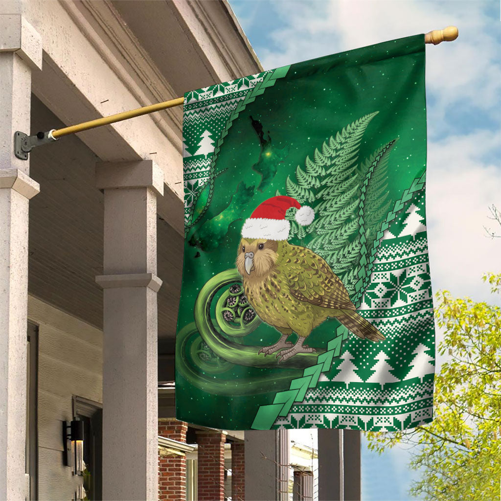 New Zealand Kakapo Christmas In July Garden Flag Silver Fern Santa Xmas Green Color