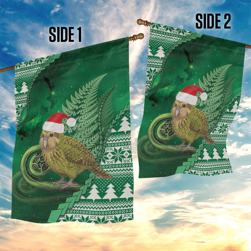 New Zealand Kakapo Christmas In July Garden Flag Silver Fern Santa Xmas Green Color