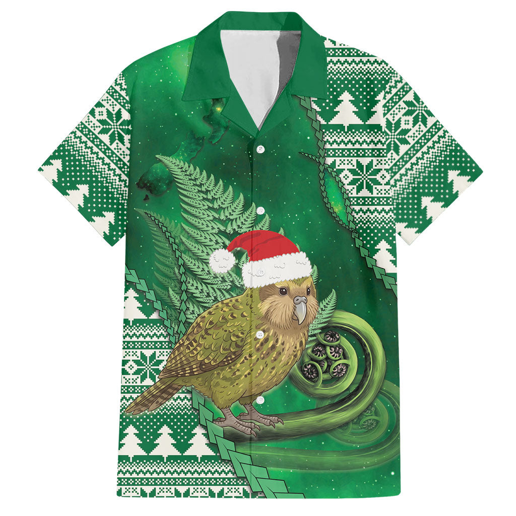 New Zealand Kakapo Christmas In July Hawaiian Shirt Silver Fern Santa Xmas Green Color