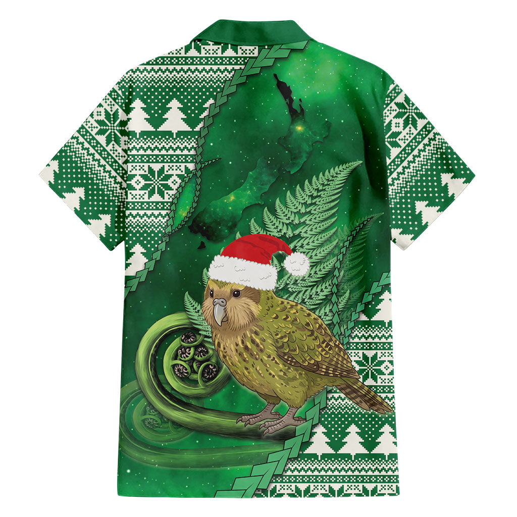 New Zealand Kakapo Christmas In July Hawaiian Shirt Silver Fern Santa Xmas Green Color