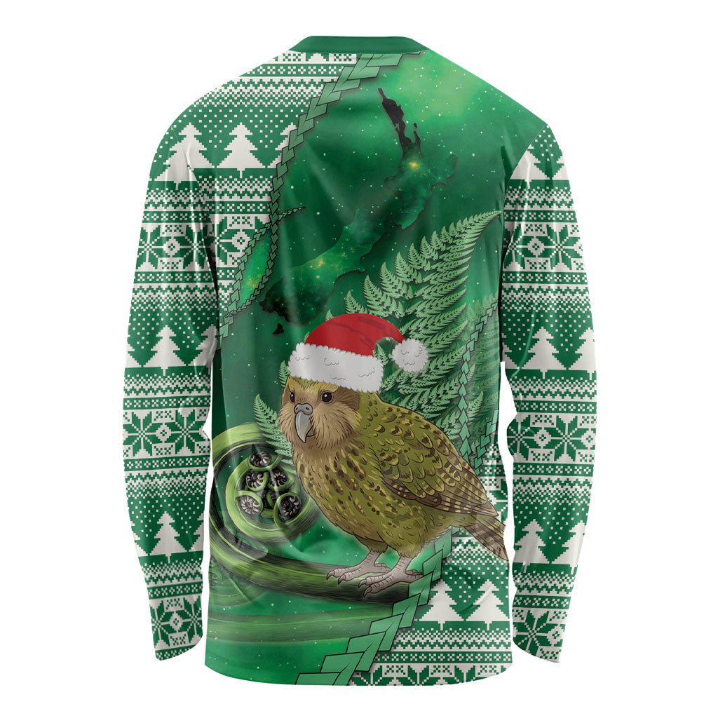 New Zealand Kakapo Christmas In July Long Sleeve Shirt Silver Fern Santa Xmas Green Color