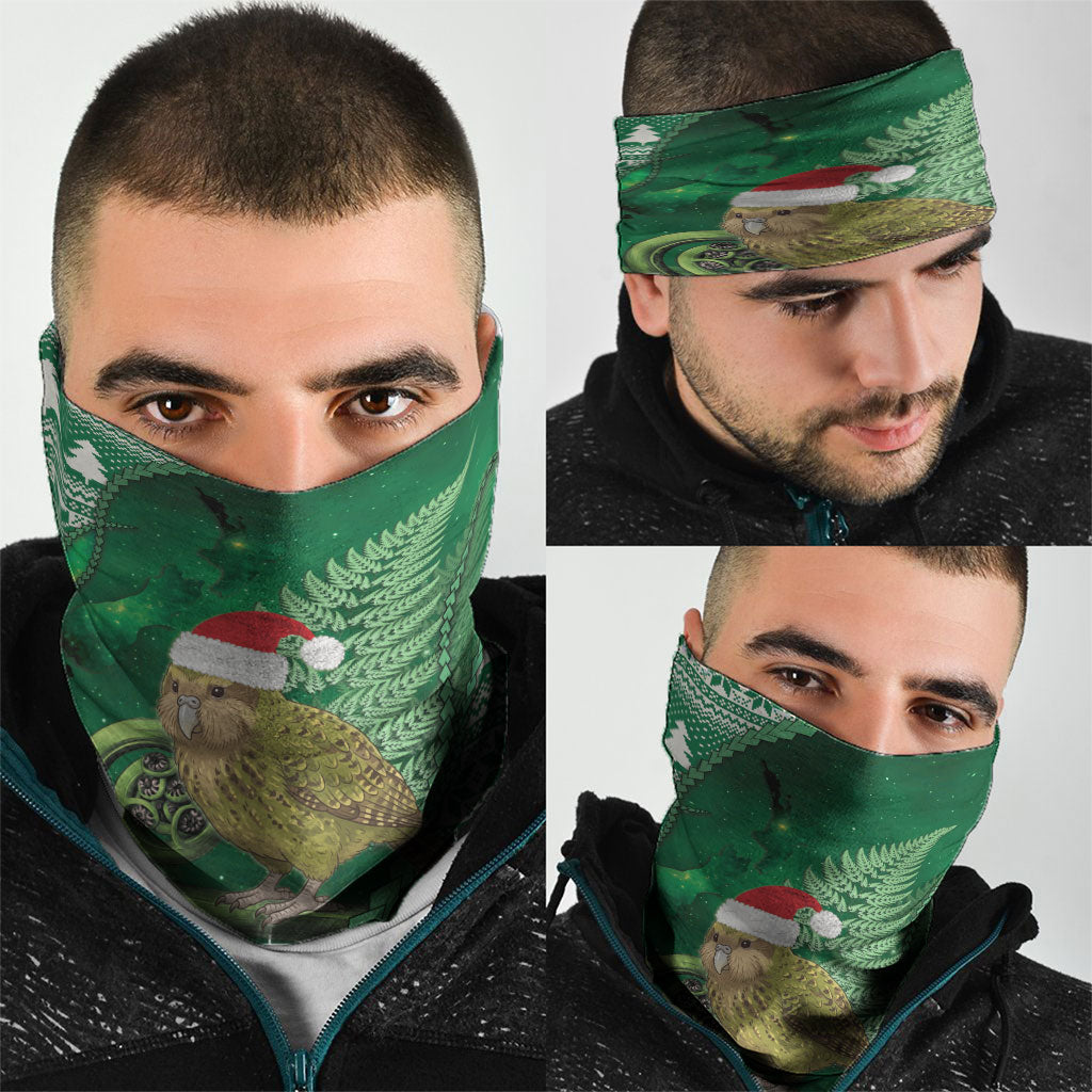 New Zealand Kakapo Christmas In July Neck Gaiter Silver Fern Santa Xmas Green Color