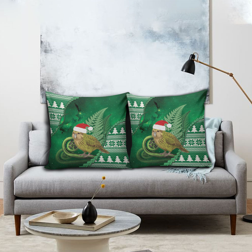 New Zealand Kakapo Christmas In July Pillow Cover Silver Fern Santa Xmas Green Color