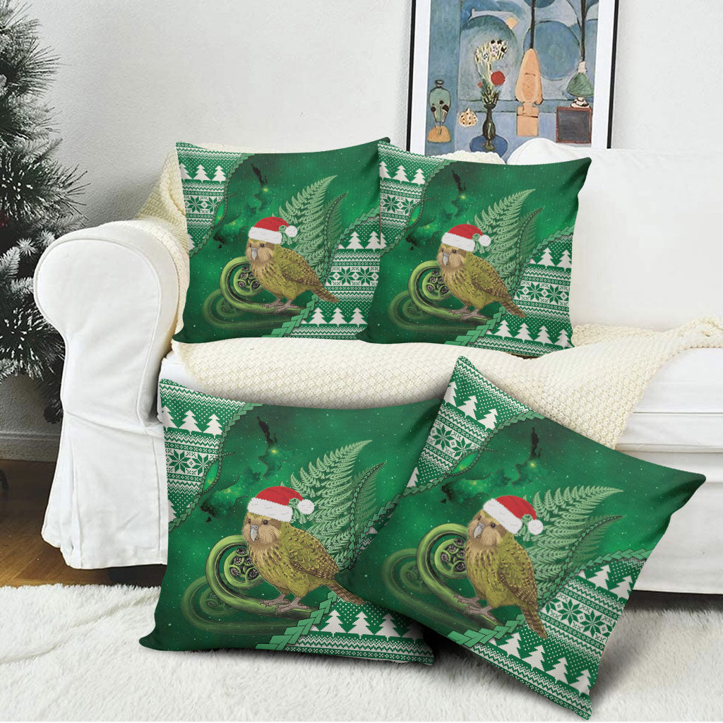 New Zealand Kakapo Christmas In July Pillow Cover Silver Fern Santa Xmas Green Color