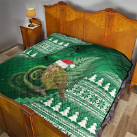 New Zealand Kakapo Christmas In July Quilt Silver Fern Santa Xmas Green Color