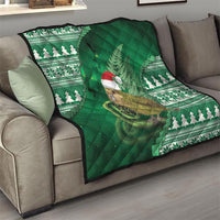 New Zealand Kakapo Christmas In July Quilt Silver Fern Santa Xmas Green Color