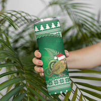New Zealand Kakapo Christmas In July Skinny Tumbler Silver Fern Santa Xmas Green Color