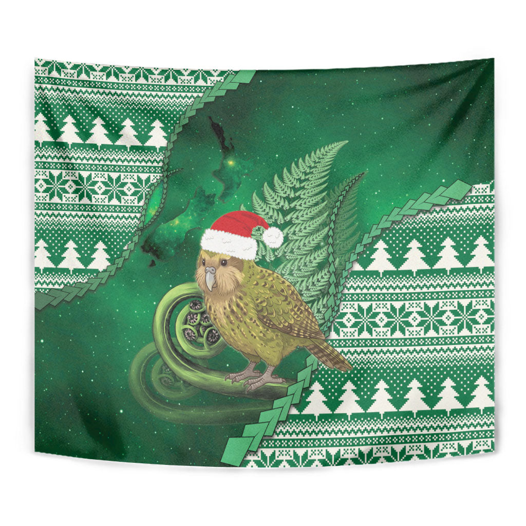 New Zealand Kakapo Christmas In July Tapestry Silver Fern Santa Xmas Green Color
