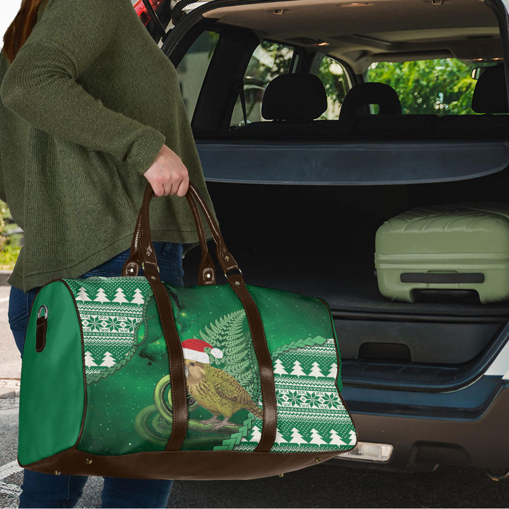 New Zealand Kakapo Christmas In July Travel Bag Silver Fern Santa Xmas Green Color