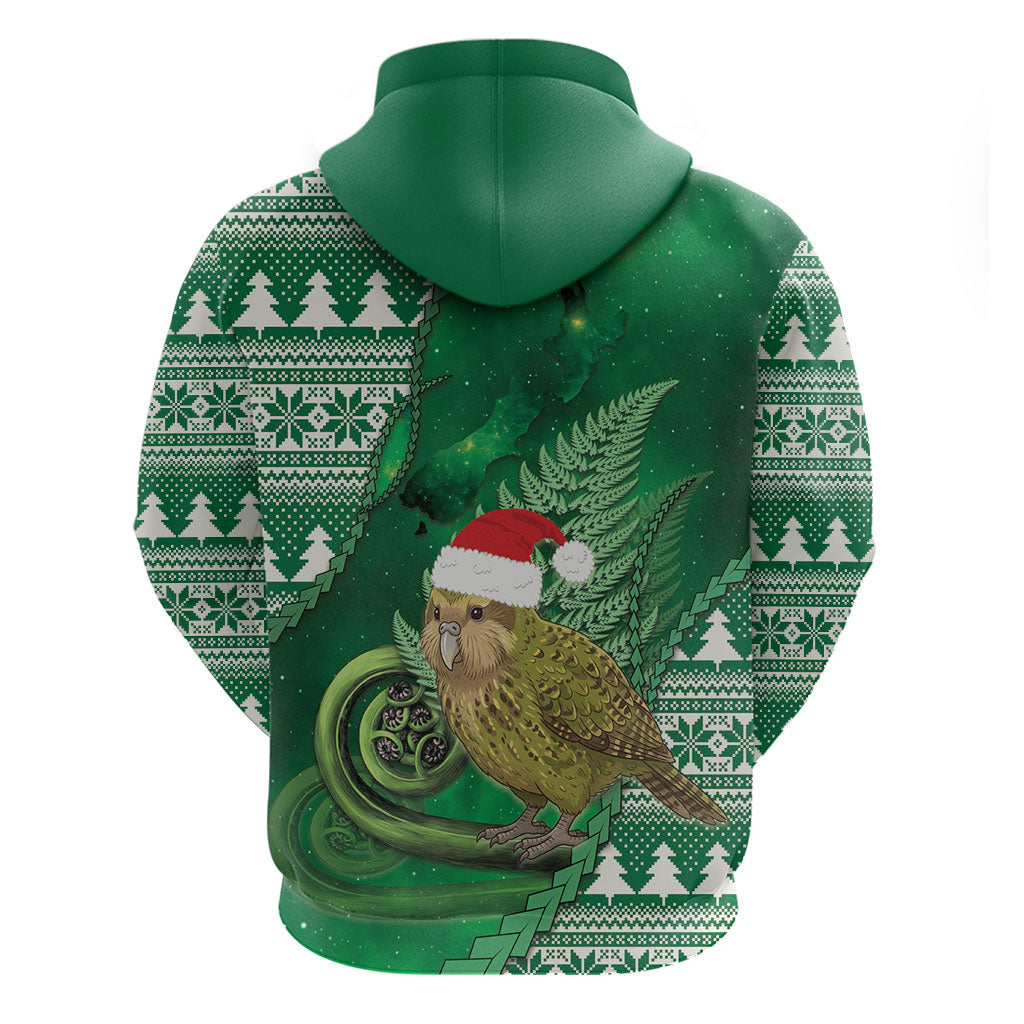 New Zealand Kakapo Christmas In July Zip Hoodie Silver Fern Santa Xmas Green Color