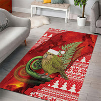 New Zealand Kakapo Christmas In July Area Rug Silver Fern Santa Xmas Red Color
