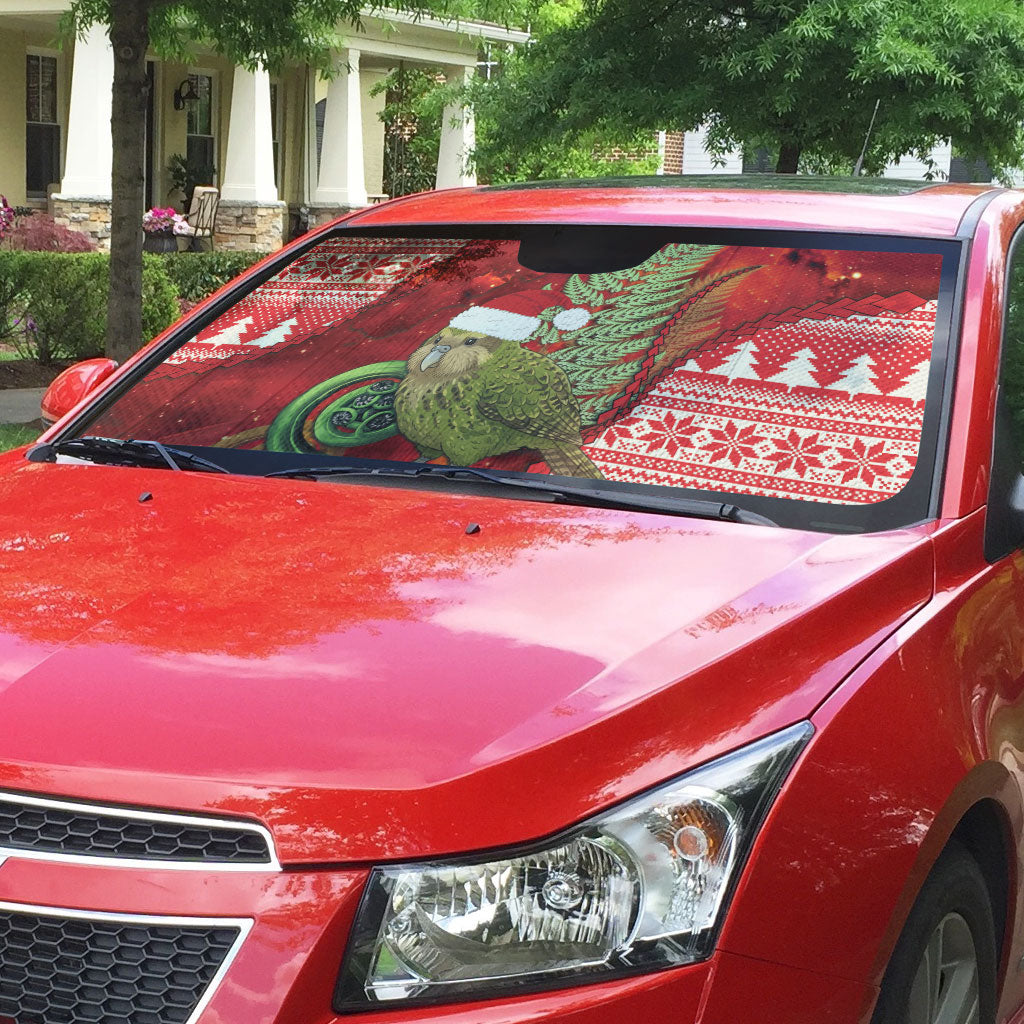 New Zealand Kakapo Christmas In July Auto Sun Shade Silver Fern Santa Xmas Red Color