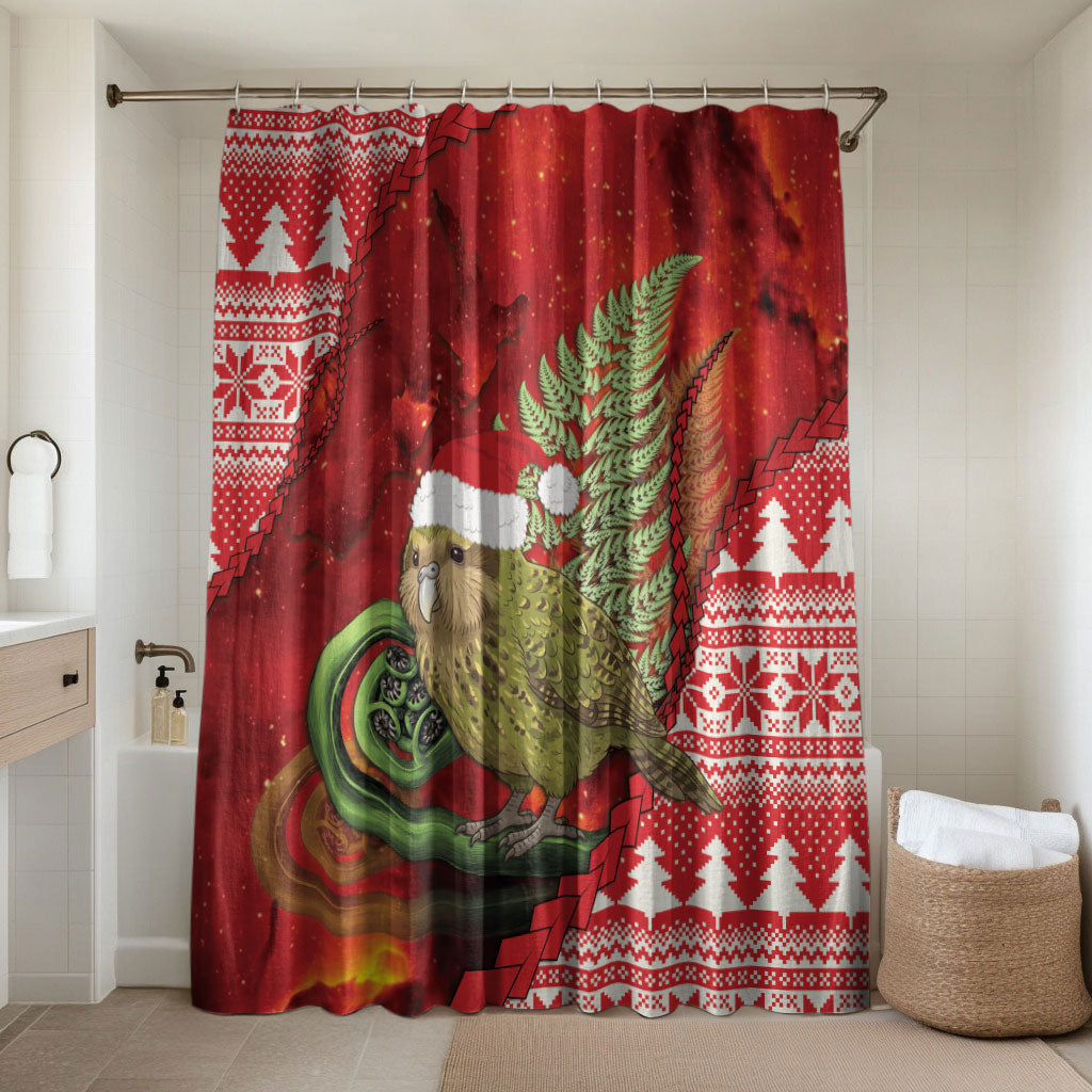 New Zealand Kakapo Christmas In July Bathroom Set Silver Fern Santa Xmas Red Color