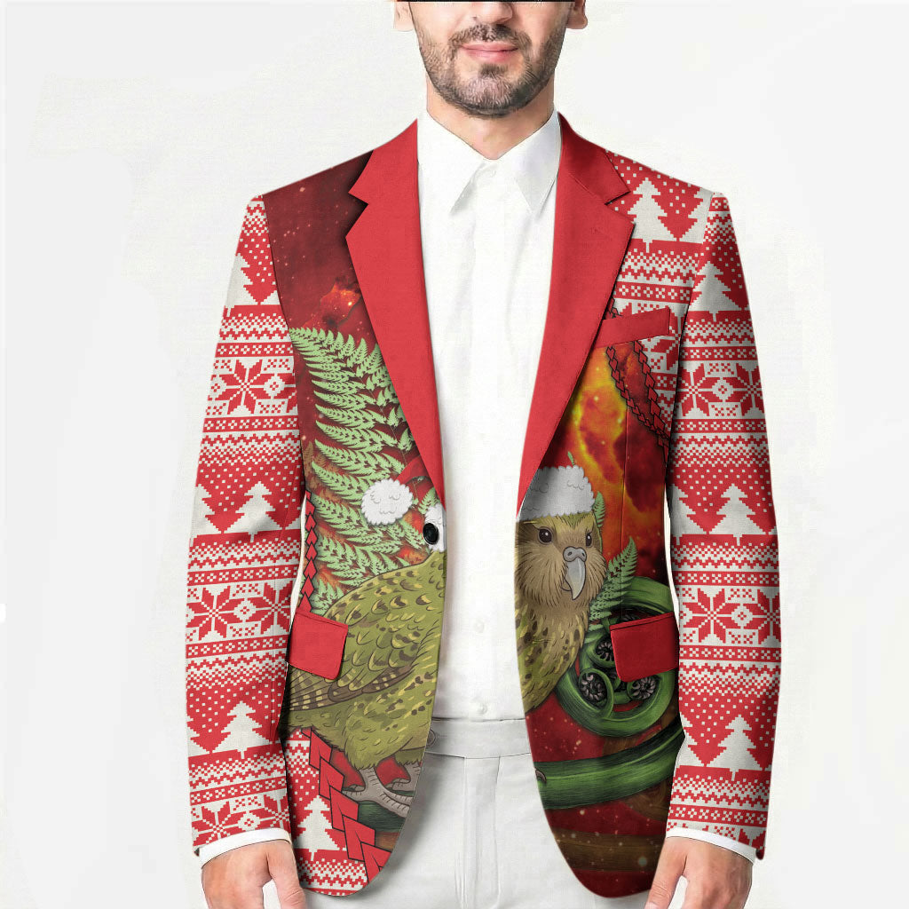 New Zealand Kakapo Christmas In July Blazer Silver Fern Santa Xmas Red Color